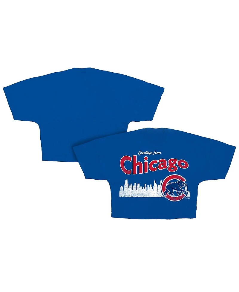 Fanatics Women's Royal Chicago Cubs Skyline Cropped T-Shirt