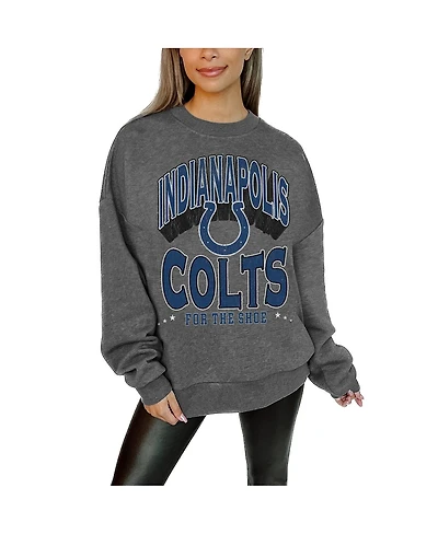Gameday Couture Women's Charcoal Indianapolis Colts Oversized Long Weekend Premium Fleece Drop Shoulder Pullover Sweatshirt