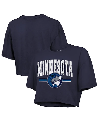 Majestic Women's Navy Minnesota Lynx Chalk Stripe Boxy Crop Top