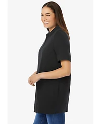 Woman Within Women's Perfect Short-Sleeve Polo Shirt