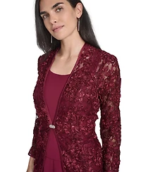 Jessica Howard Women's Soutache Jacket & Jewel-Neck Midi Dress