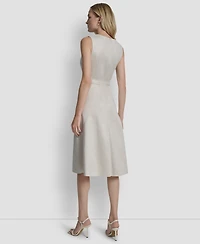 Dkny Women's Sleeveless Crew Neck Fit & Flare Dress