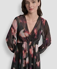 Dkny Women's Long Sleeve Empire Waist Midi Dress