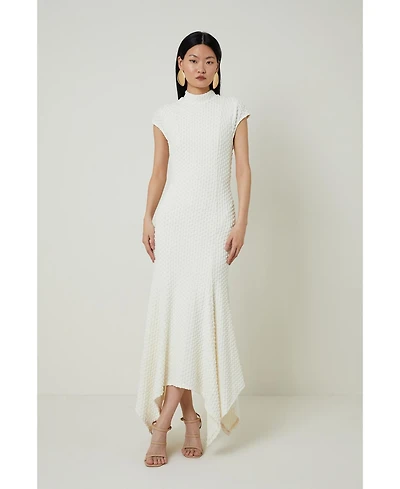 Karen Millen Women's Textured Jersey Dramatic Hem Maxi Dress
