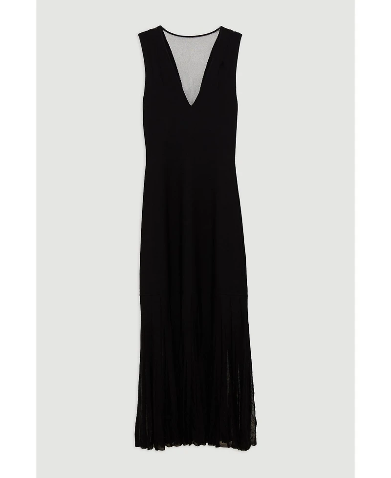 Karen Millen Women's Sheer Skirt Maxi Knit Dress