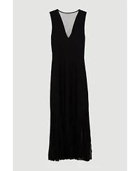 Karen Millen Women's Sheer Skirt Maxi Knit Dress