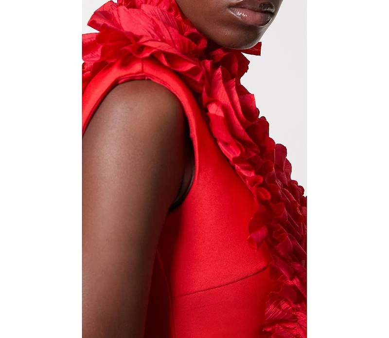 Karen Millen Women's Woven Rosette Crop Detail Top