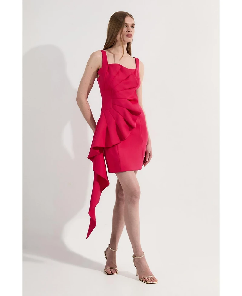 Karen Millen Women's Scuba Drama Ruffle Woven Mini Dress