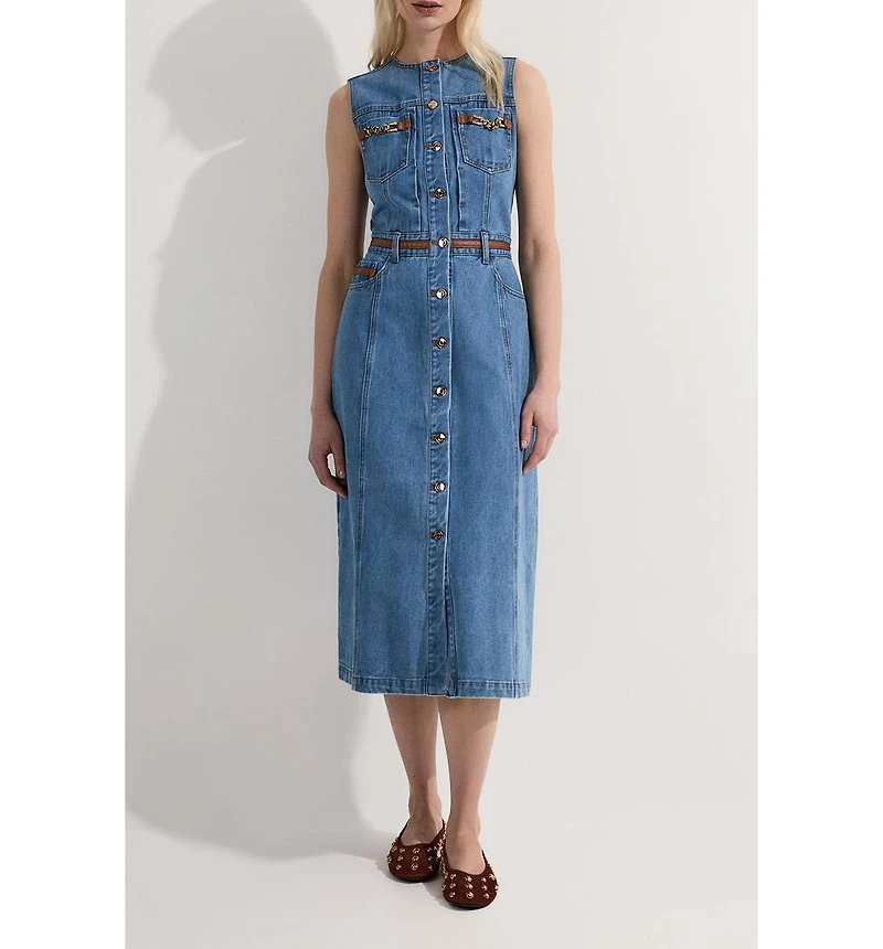 Karen Millen Women's Sleeveless Denim Midi Dress