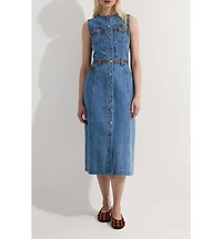 Karen Millen Women's Sleeveless Denim Midi Dress