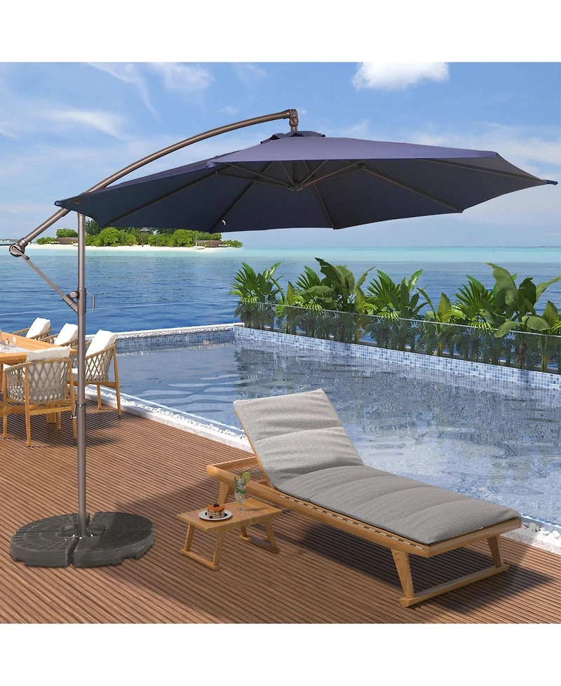 10ft Patio Umbrella, Outdoor Offset Cantilever Infinite Tilt, Crank and Cross Base, Navy