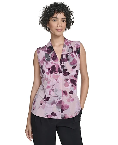 Calvin Klein Women's Sleeveless Printed V-Neck Top
