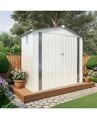 Streamdale Furniture 6x3.5ft Metal Storage Shed Window Lockable Door - White/Gray