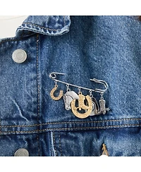 Jessica Simpson Mixed Metal Rodeo Charm Safety Pin Brooch