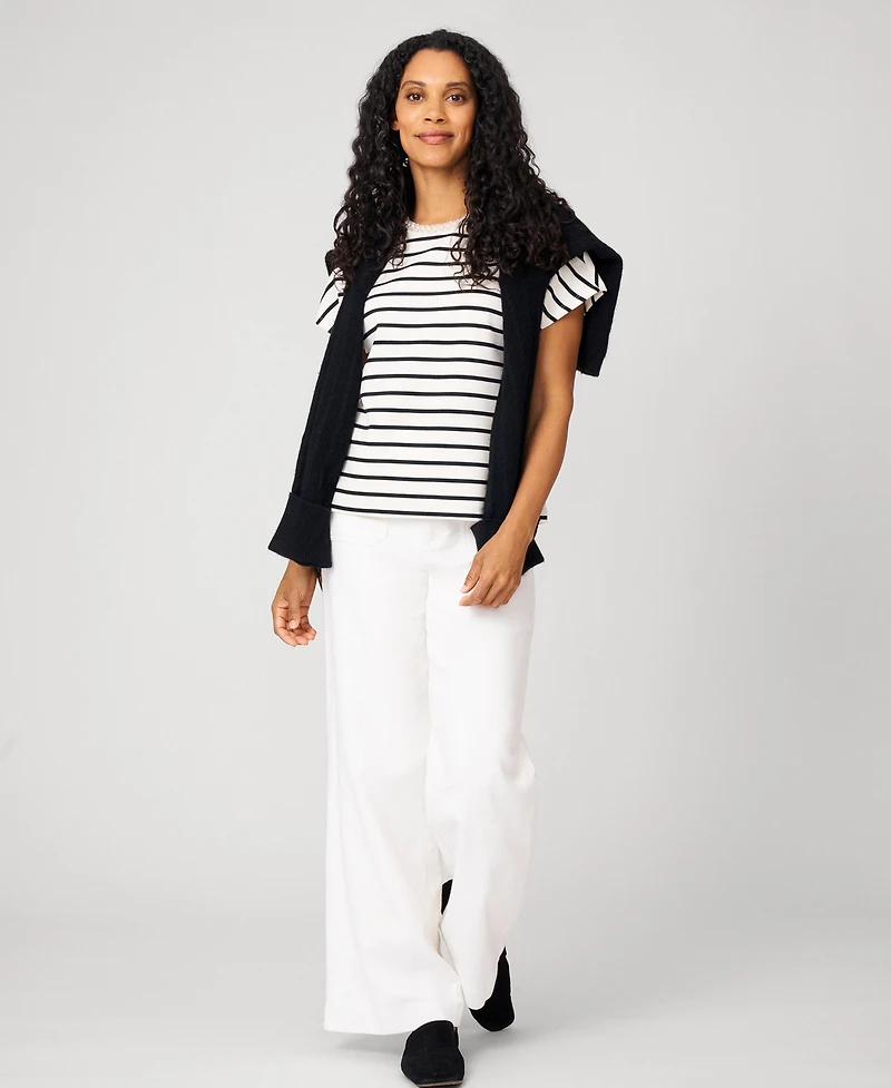 Cable & Gauge Women's Striped Crewneck Relaxed Tee