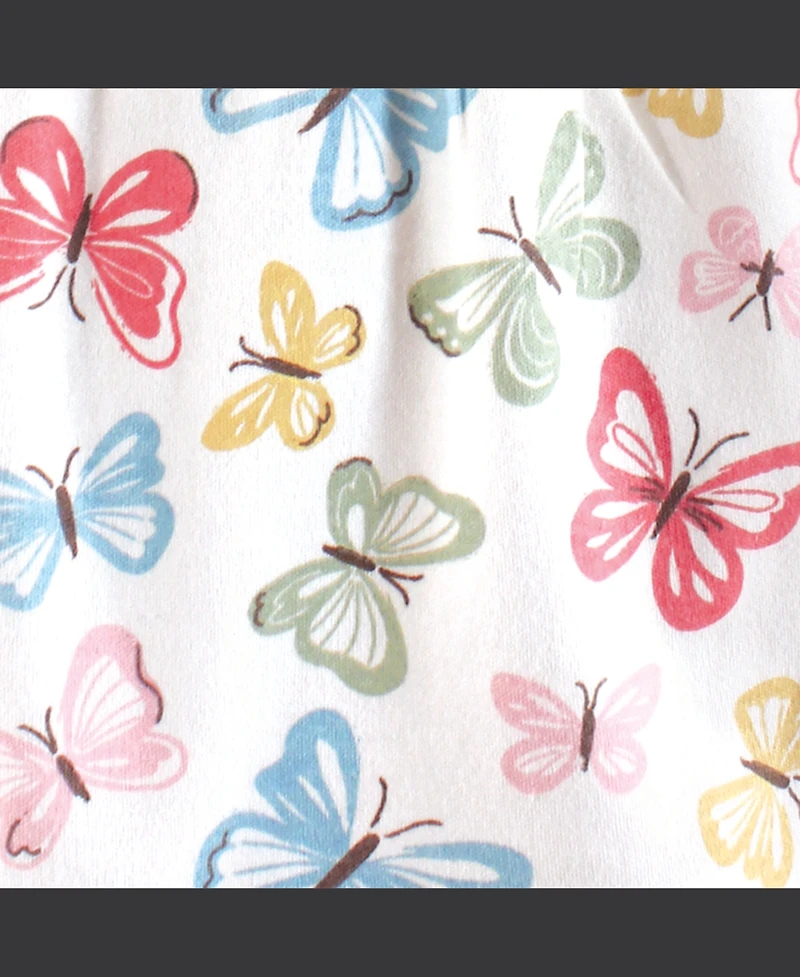 Touched by Nature Little Girls Natural Cotton Dresses Featuring Both Short and Long Sleeves