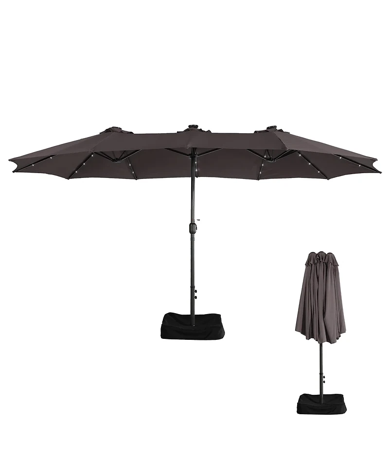 15ft Patio Umbrella with Base Included and Led lights, Outdoor Market Extra Large Umbrella, Pool For Deck, Pool, Garden, Lawn