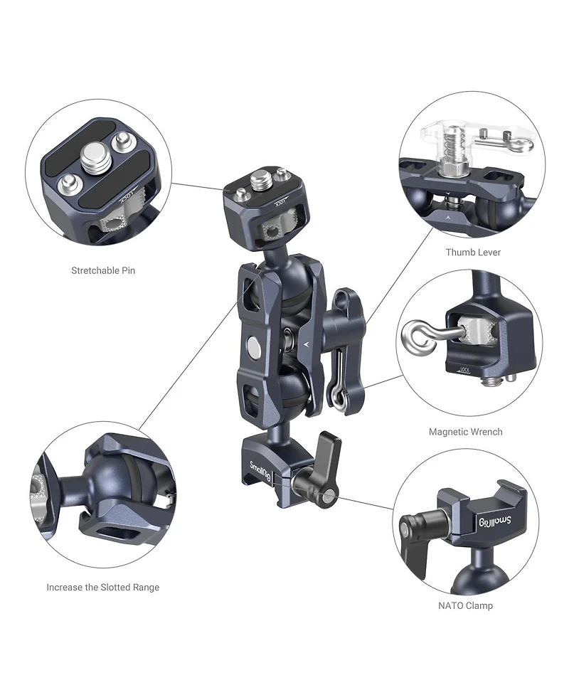 SmallRig Magic Arm with Dual Ball Heads, 1/4" Screw and Nato Clamp