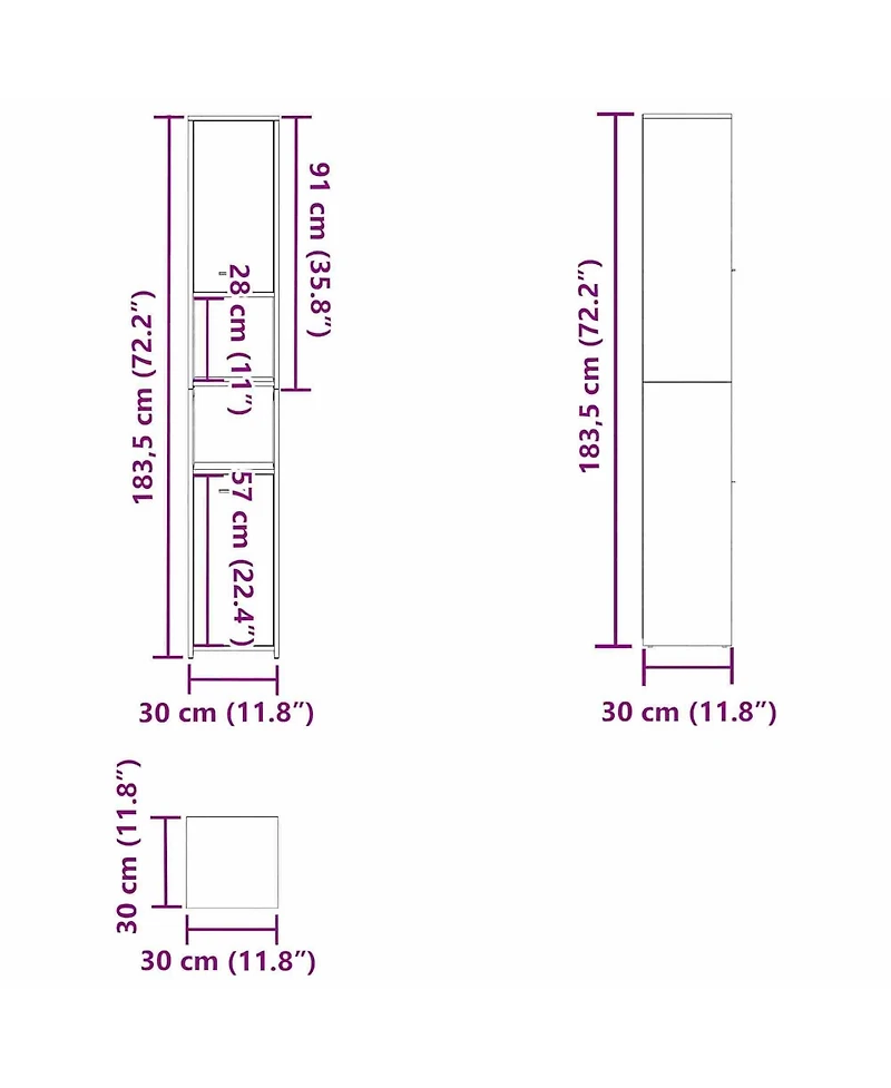 Boyel Living 24" Tall Modern Bathroom Cabinet with 2 Doors for Laundry Rooms or Washrooms
