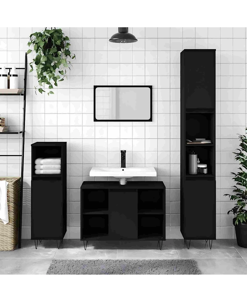 Boyel Living 23.6" Tall Modern Bathroom Cabinet with Open Shelves for Laundry Rooms or Washrooms
