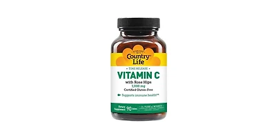 Country Life Vitamin C with Rh & Tr, 1000 Mg, 90 Tabs