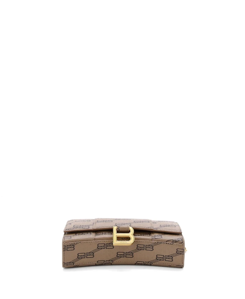 Pre-Owned Balenciaga Hourglass Chain Wallet Bb Coated Canvas