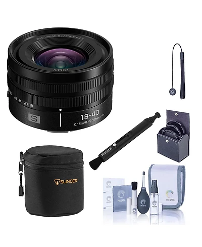 Panasonic Lumix S 18-40mm f/4.5-6.3 Lens, Bundle with Small Lens Case, 62mm Filter Kit, Lens Pen Lens Cleaner, Cleaning Kit and Lens Cap Tether