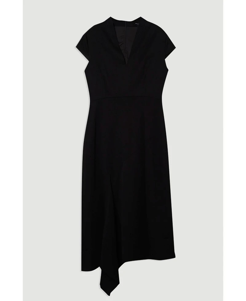 Karen Millen Women's Asymmetric Front Tailored Midi Dress