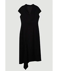 Karen Millen Women's Asymmetric Front Tailored Midi Dress
