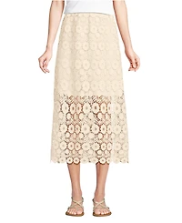 Lands' End Women's Lace Overlay Midi Skirt