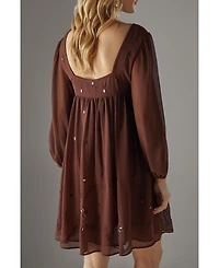 Warehouse Women's Hand Embellished Square Neck Mini Dress