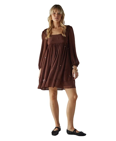 Warehouse Women's Hand Embellished Square Neck Mini Dress