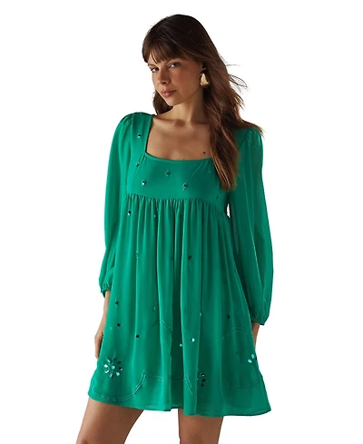 Warehouse Women's Hand Embellished Square Neck Mini Dress