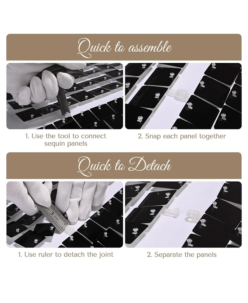 Instahibit 10x8 Ft Shimmer Wall Backdrop with Stand 72 Pcs Panels Decor for Wedding Party