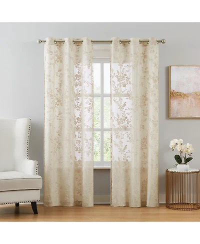 5th Avenue Lux Lark Burn Out Grommet Window Curtain Panel Pair 2 Piece Window Curtain