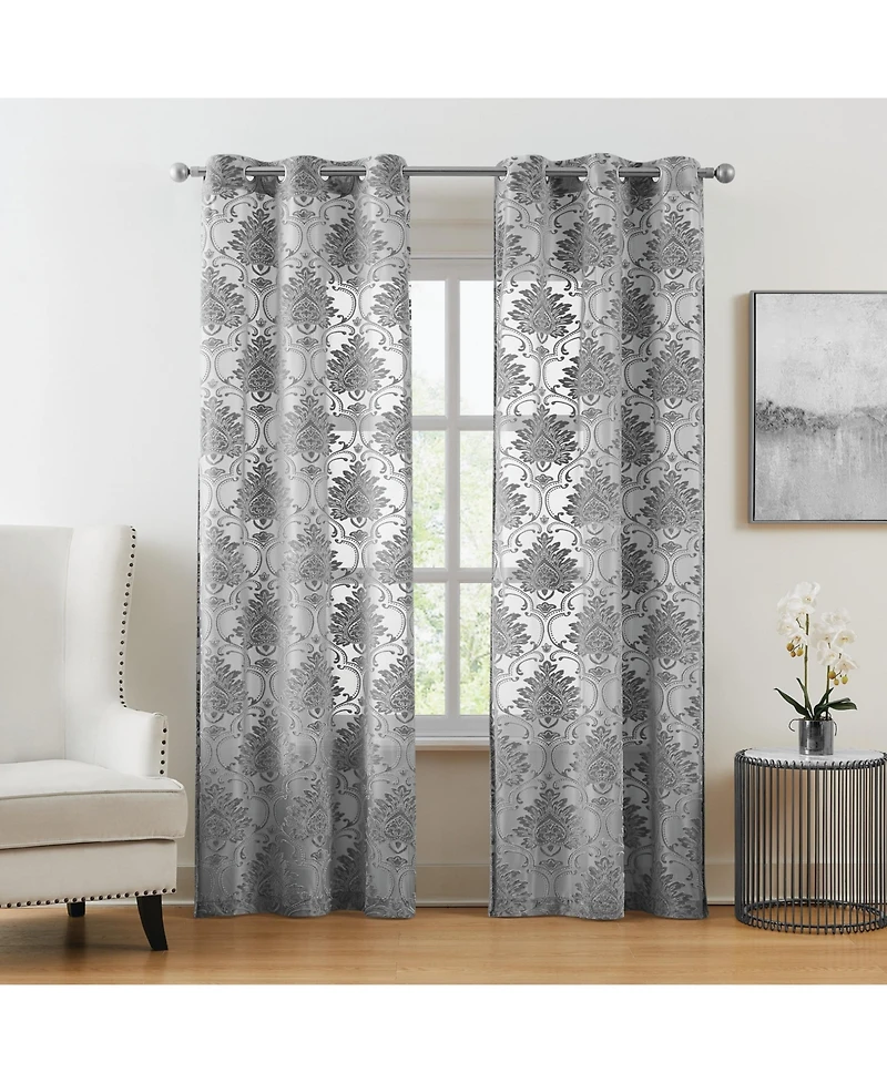 5th Avenue Lux Sophia Burn Out Grommet Window Curtain Panel Pair 2 Piece Window Curtain