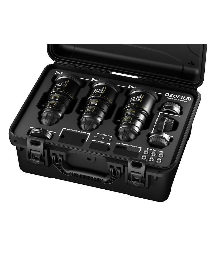Dzofilm Pictor Super35 Parfocal Cine 3-Lens Kit with 14-30mm, 22-55mm, 50-125mm T2.8 Lens for Pl Mount and Canon Ef, Black