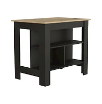 Tuhome Cala Kitchen Island Black / Light Oak Mdf