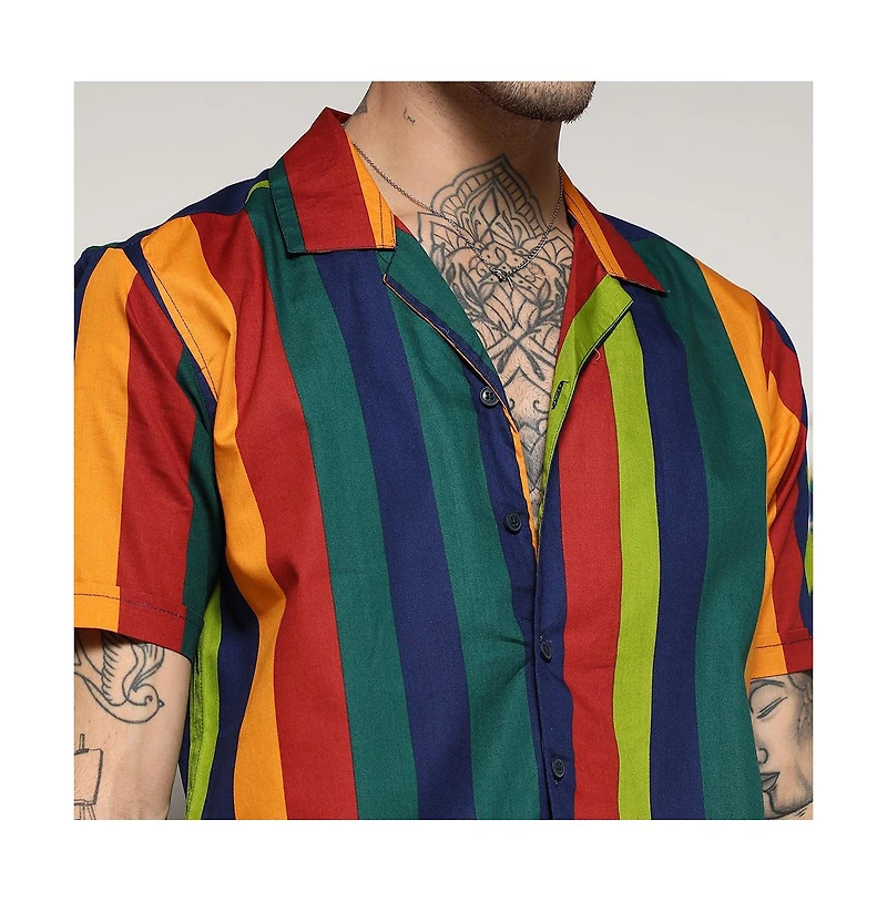 Campus Sutra Men's Awning Striped Shirt