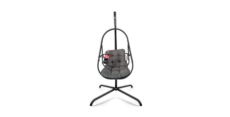 Flynama 55 Inch Swing Egg Chair with Stand Cup Holder and Removable Guardrails