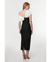 Karen Millen Women's Asymmetric Strap Knit Midi Dress
