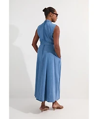 Karen Millen Belted Denim Midi Dress