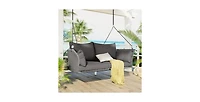 Flynama 51.9 Inch 2-Person Rattan Swing Chair with 500lb Capacity and Adjustable Ropes