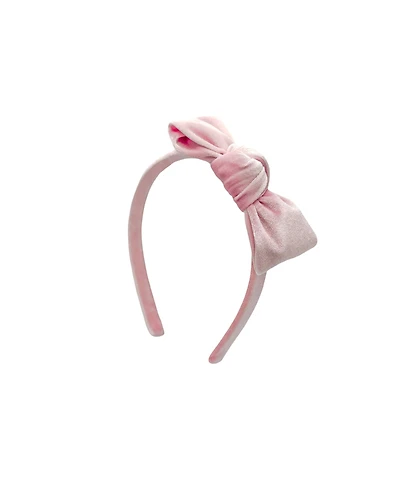Bits & Bows Girls Velvet Bow Headband in Pink