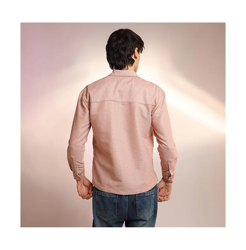 Campus Sutra Men's Chevron-Woven Utility Shirt