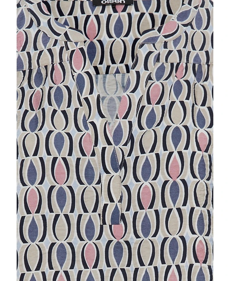 Olsen Retro Print Tunic Blouse