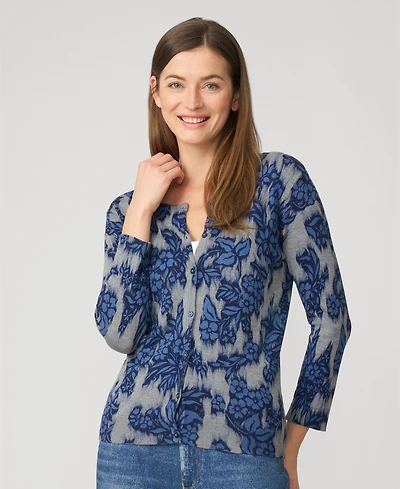 Cable & Gauge Women's Floral Crewneck Cardigan