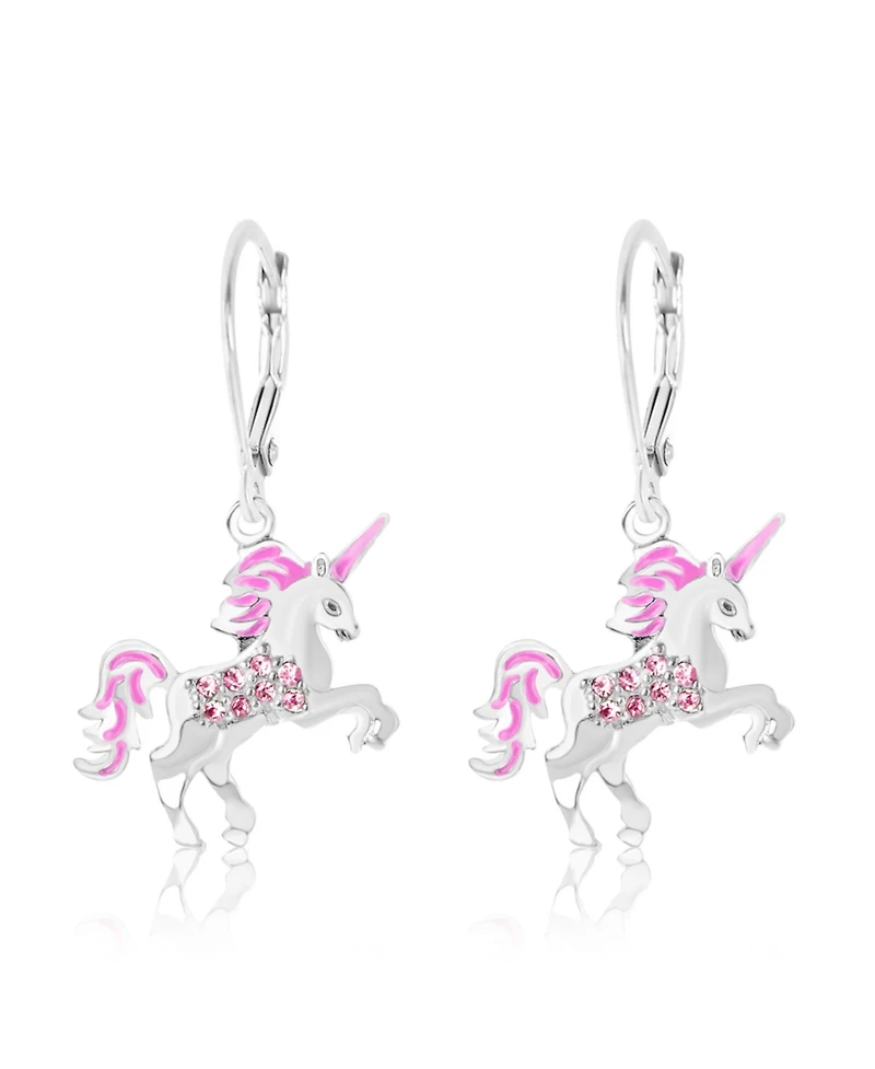 Chanteur Girls /Girl/Unicorn Crystal White Gold Palladium Plating Leverback Earring