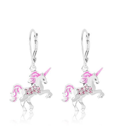 Chanteur Girls /Girl/Unicorn Crystal White Gold Palladium Plating Leverback Earring