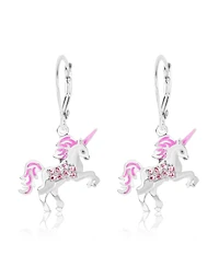 Chanteur Girls /Girl/Unicorn Crystal White Gold Palladium Plating Leverback Earring